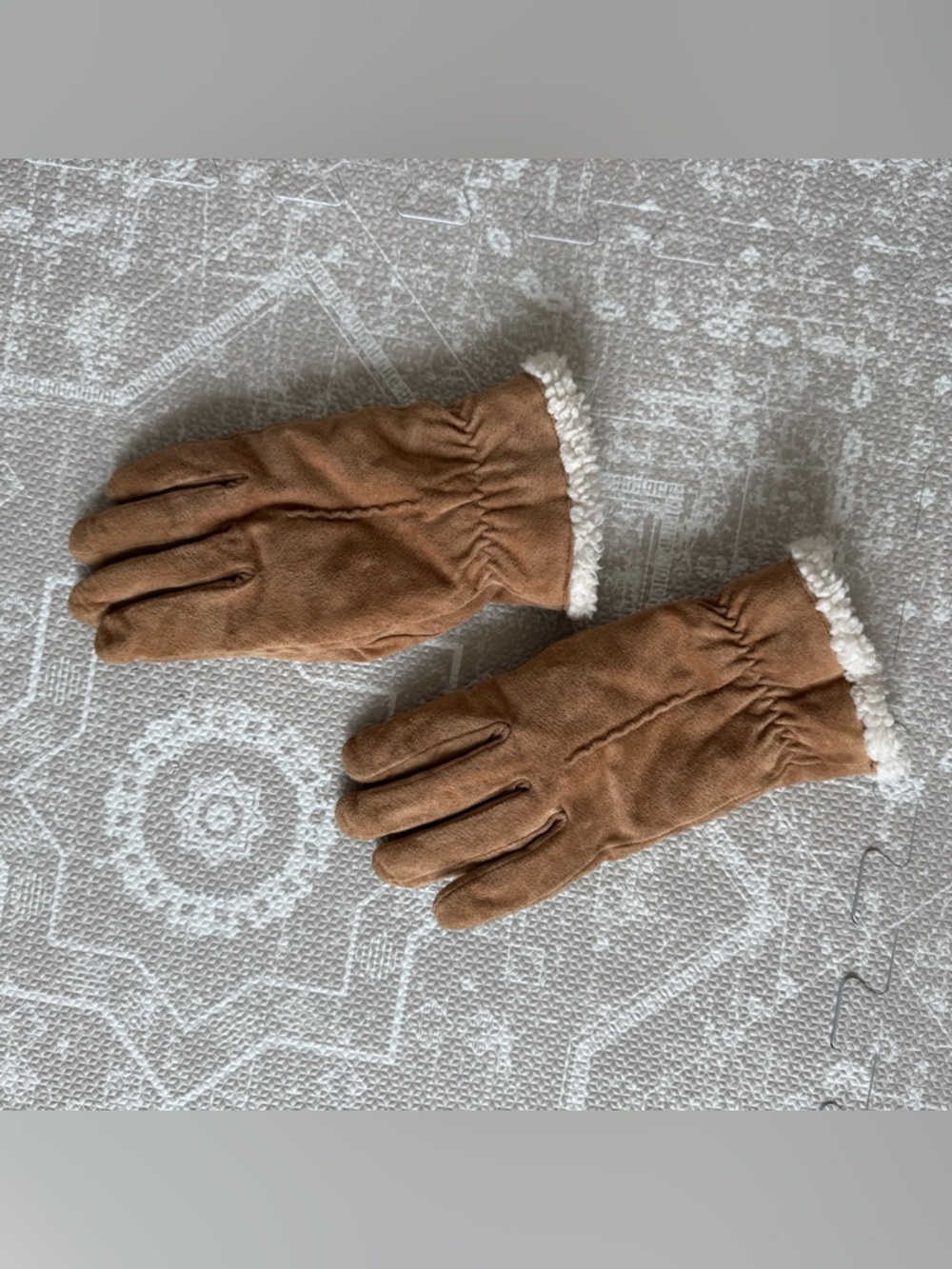 Vintage Isotoner Aris Genuine Leather Suede Shearling Lined Gloves - Picture 3 of 8